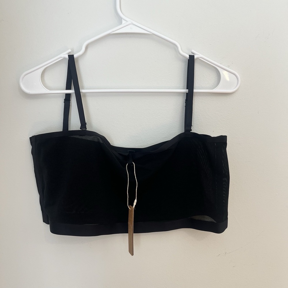 SKIMS Women's Sculpt Bandeau Sheer Multi-way Straps Color Onyx 2X 2TG 2xG‎